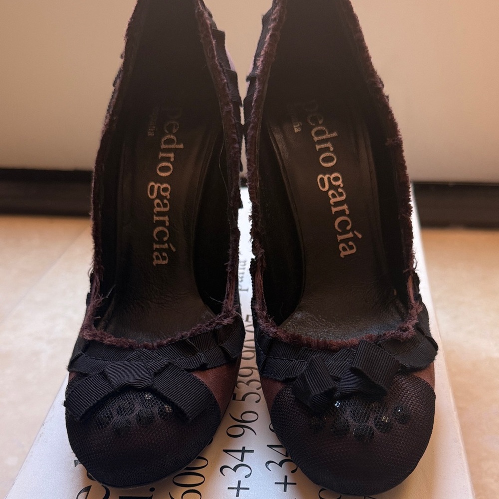 Pedro Garcia Brunette Satin Heels